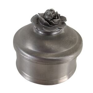 Vintage Connecticut House Pewterers 2" Small Rose Topped Lid Pewter Trinket Dish